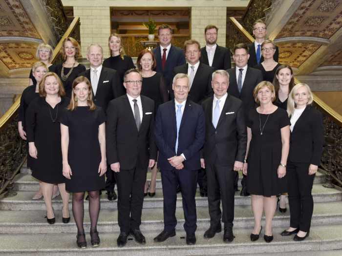 Since June, she has held the position of Transport and Communications Minister. In the picture below she can be seen on the far-right in the second row.