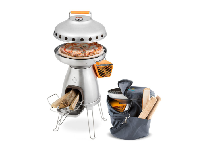 A portable stove (and pizza oven) they can pack in that also charges their phone