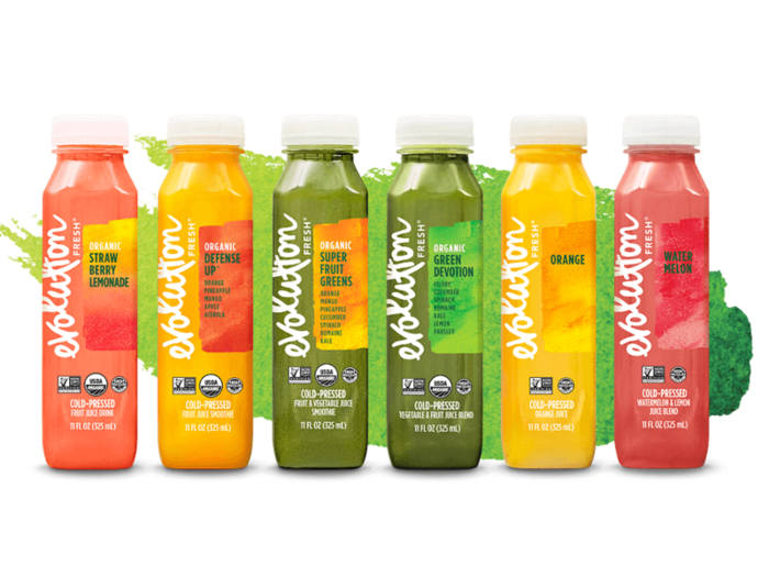 Evolution Fresh cold-pressed juices and smoothies entered Starbucks stores in 2016 after the company was acquired in 2011.