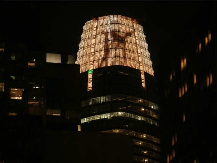 An LED light installation wraps the crown of the tower, though what is displayed on it nightly is always somewhat difficult to make out.