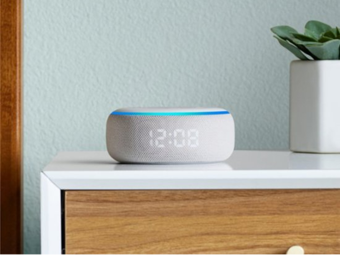 A smart speaker with a clock