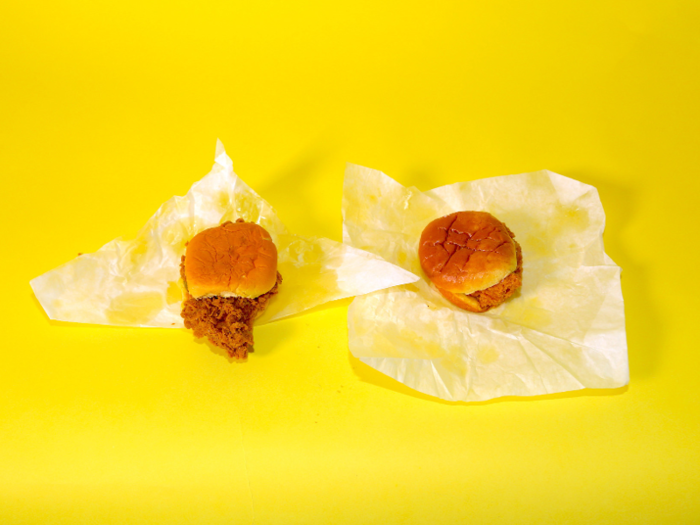 At first glance, both sandwiches looked like they were deliciously overflowing with fried chicken. Fuku