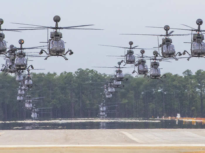 Now held in long-term storage at the "boneyard" of Davis-Monthan Air Force Base, Arizona, the Army considered the Kiowa helicopters excess defense articles and made them available to approved allies and partner forces.