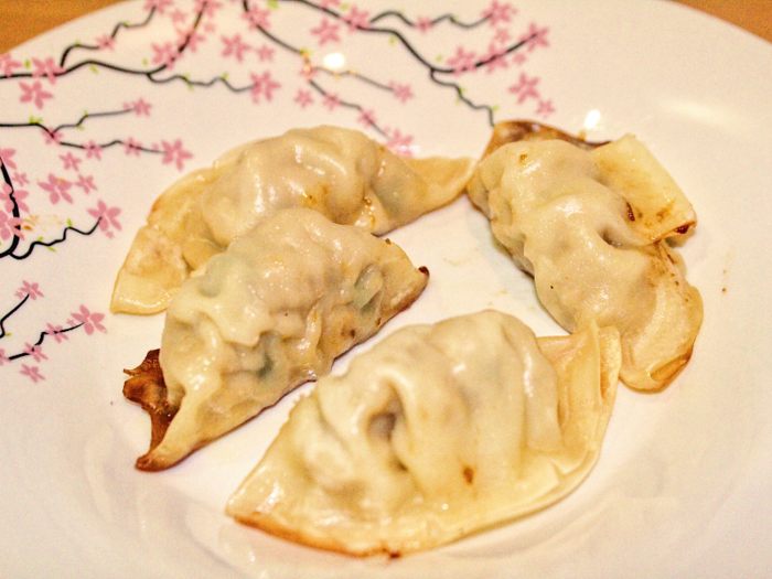 The potstickers were relatively small but stuffed full of pork filling.