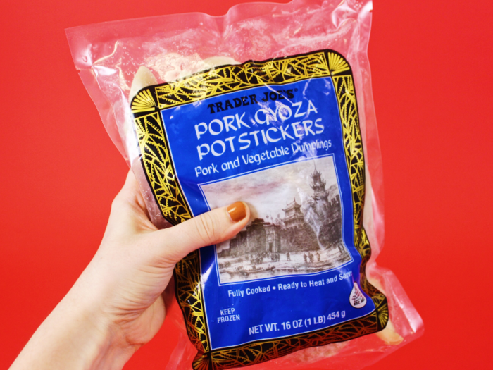 A bag of them costs $2.99. Each bag contains three servings of seven potstickers.