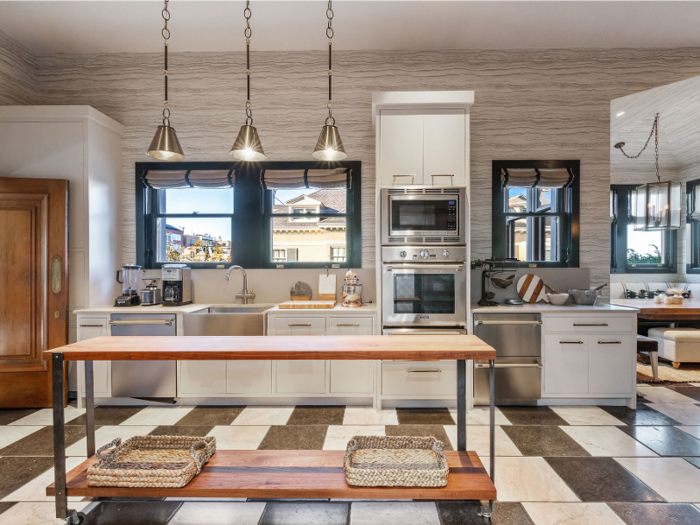 And off the dining room is the kitchen, which has been given a modern facelift.