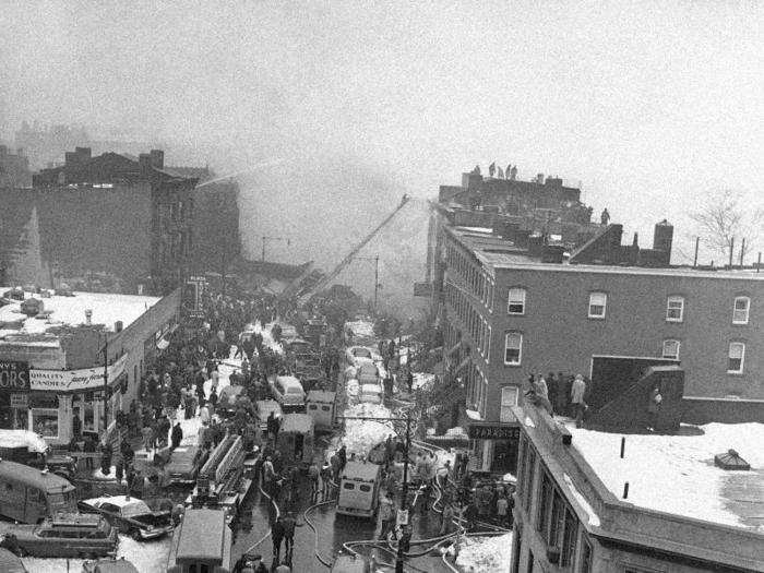 The New York Times reported that an entire block of buildings was set ablaze by the crash, sparked by excess fuel.