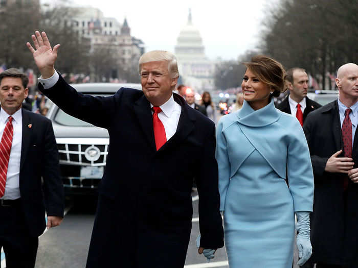 She made an elegant and monochromatic entrance to her life in the White House.