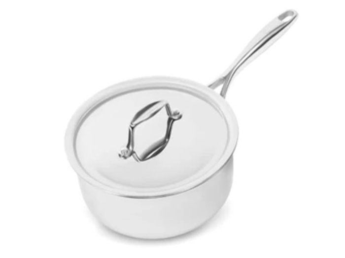 34. A saucepan with an ergonomic handle