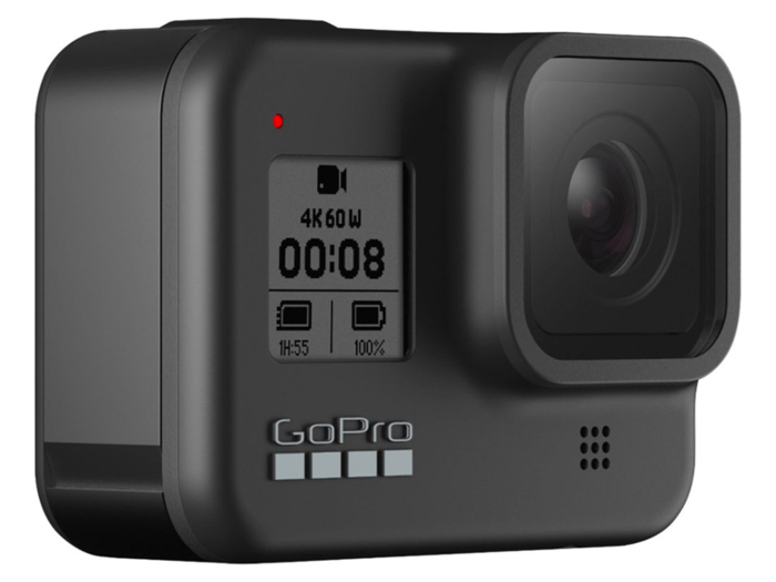 21. A GoPro camera with a built-in mounting system