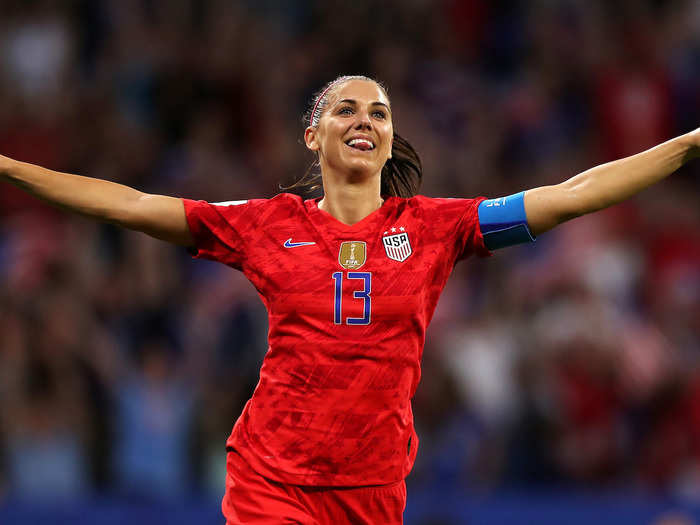 Alex Morgan celebrates her goal in the US Women