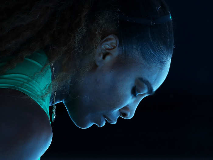 Serena Williams locks in during her 2019 Australian Open quarterfinal match against Karolina Pliskova in Melbourne, Australia.