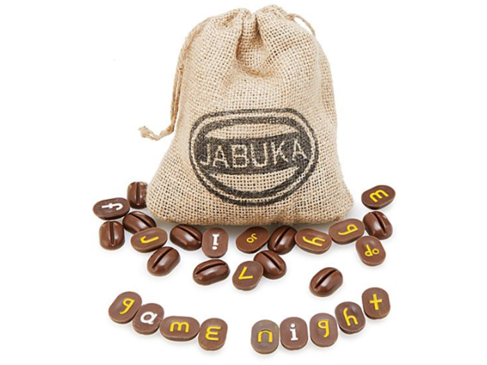 A twisting alphabet game on faux coffee beans