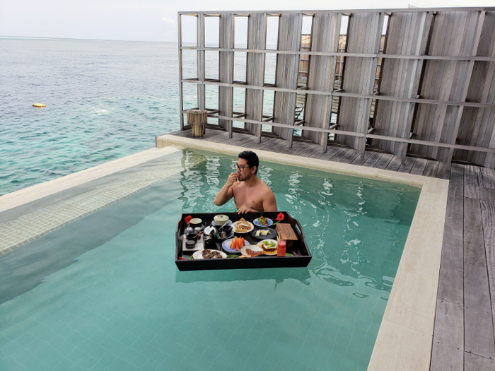 One morning, my butler brought me a "floating breakfast" to go above and beyond the typical in-room dining experience.