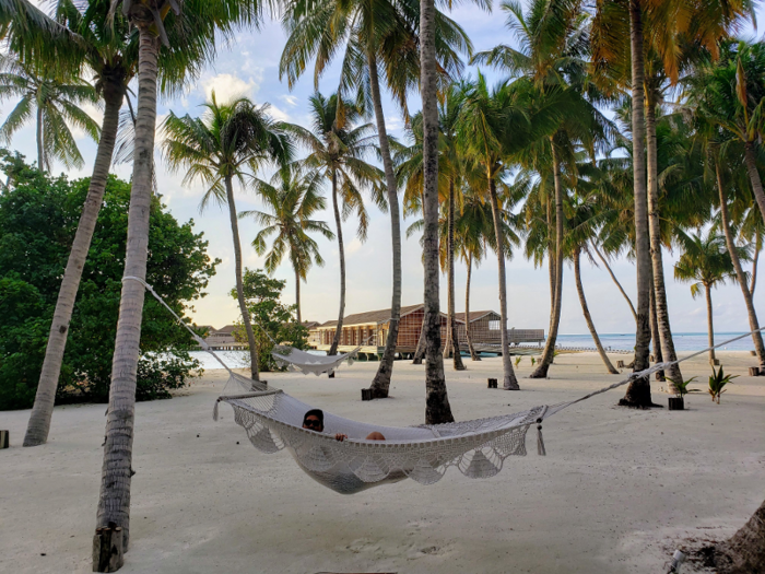 Hammocks swayed under tall coconut trees in the center of the island. I spent time reading and falling asleep one afternoon. Again, I felt that I was the only person on the island since the other guests rarely left their residences.