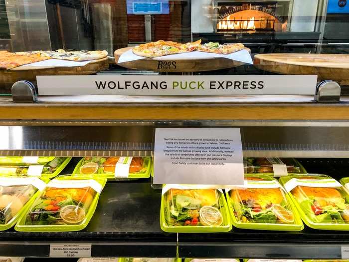 There was a Wolfgang Puck Express with pizza and salads.