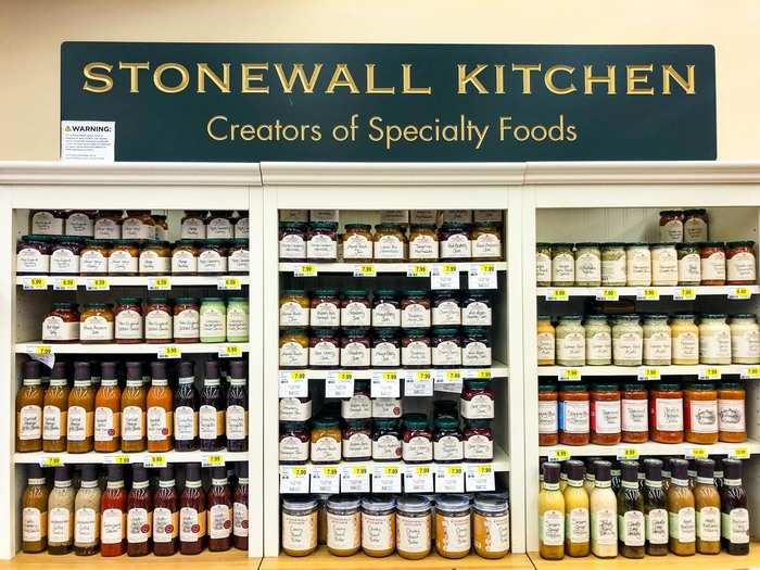 Just outside the bakery was a display showcasing products from a preserves and nut butters brand, Stonewall Kitchen.