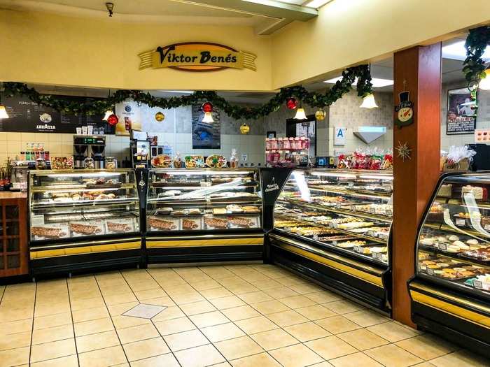 The bakery is semi-separate from the grocery store and has its own name, Victor Benés.