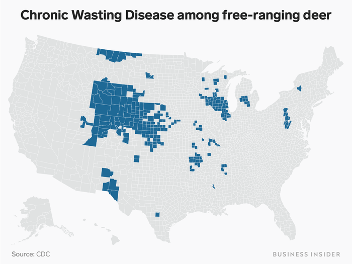 As of August, chronic wasting disease, also known as "zombie deer disease," had officially spread to 24 US states.