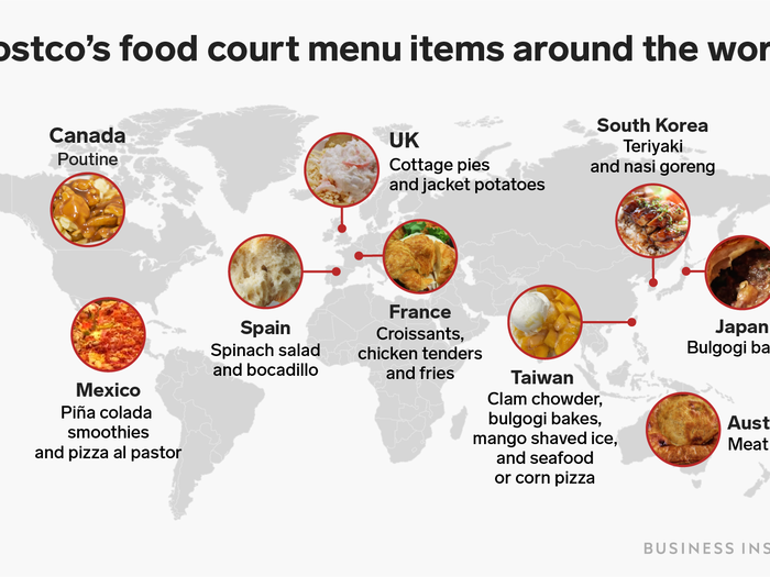 In May, we looked at how Costco food court menus differ around the world — see where you can get dishes like meat pies and piña colada smoothies.