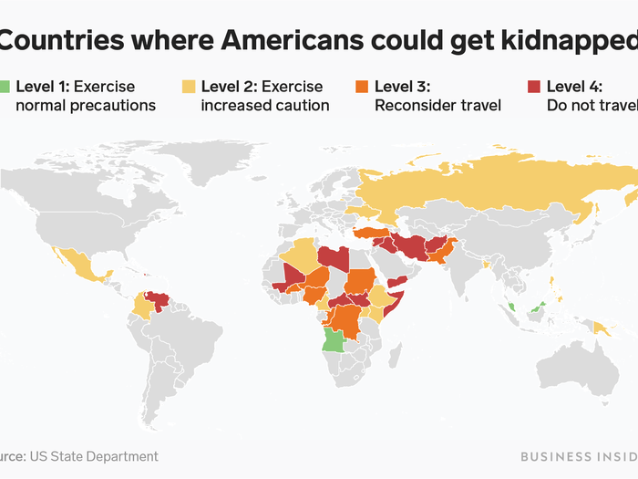 Later that month, the State Department announced a new risk indicator for its public travel advisories to warn Americans of the 35 countries and areas where they could get kidnapped when traveling.