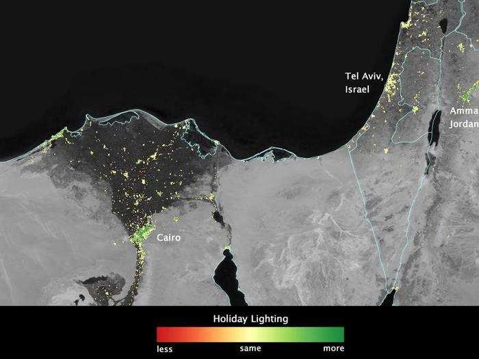 The researchers also examined light patterns in the Middle East during the months of Ramadan.