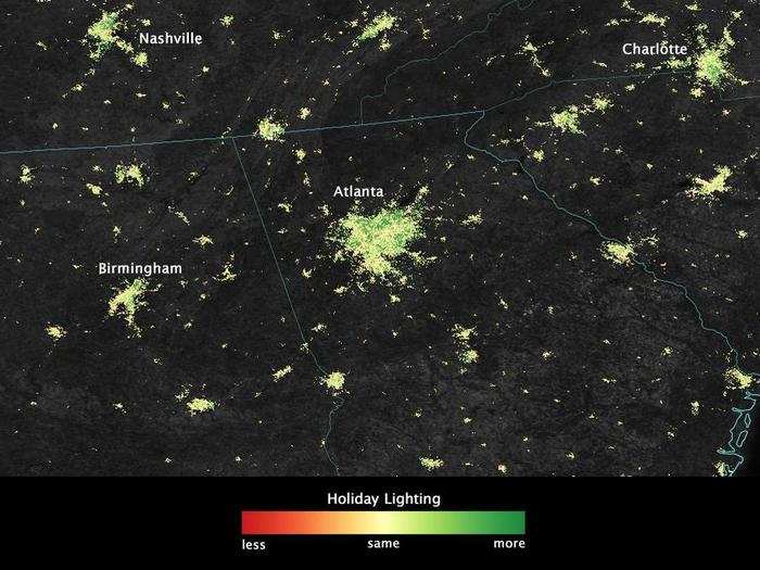 The light patterns indicate a "national, shared tradition" across most cities in the US, according to the researchers.