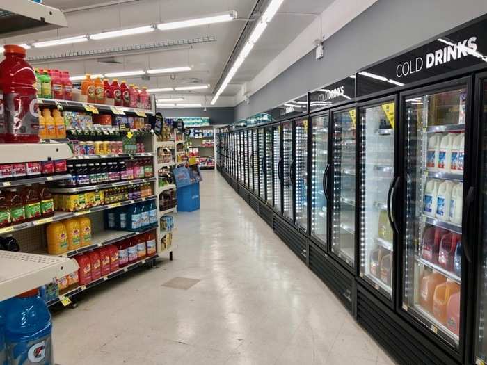 The food section was fully stocked with different name-brand products and had a spotless freezer section.