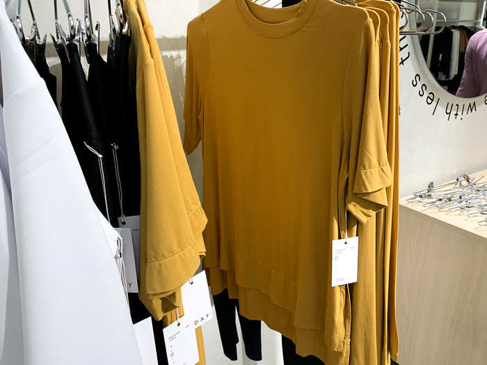 This mustard short-sleeve shirt was $75. It was supple and soft.