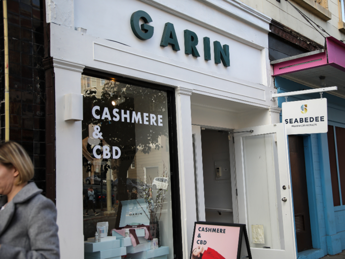 In one space, startups Garin and Seabedee sell $300 cardigans and topical CBD oil and gummies, respectively.