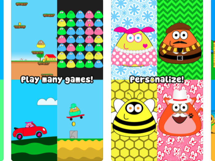 6. "Pou" tied with the preceding four games for the No. 6 spot, with 600 million downloads. The app is in the style of Tamagotchi, where Pou is a virtual pet that must be fed and played with.