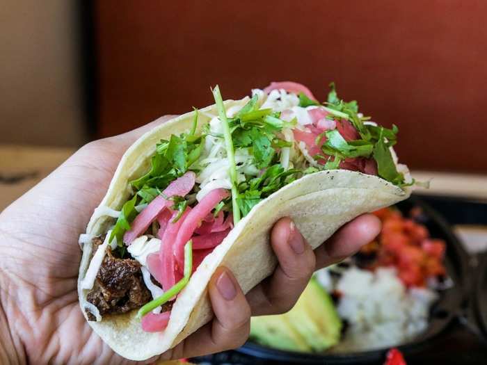 Again, the toppings were great. I loved the tortillas, pickled onions, cilantro, and shredded cabbage.