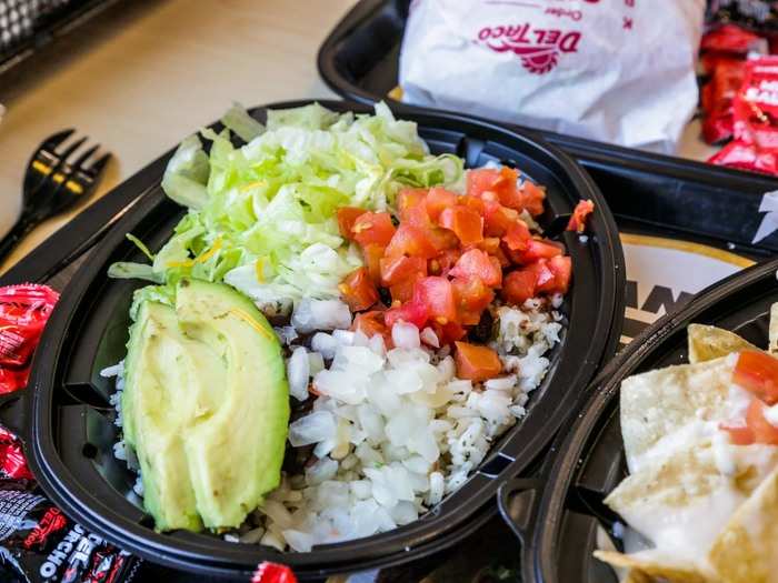 The avocado veggie bowl ($5.39) was basically the five tenets of Tex-Mex in a bowl, plus avocado.