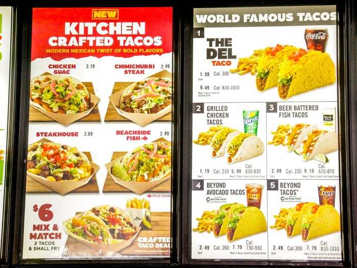 There were even two tiers of taco: the Tex-Mex "world famous" tacos, and the more Mexican-style "kitchen crafted" tacos.