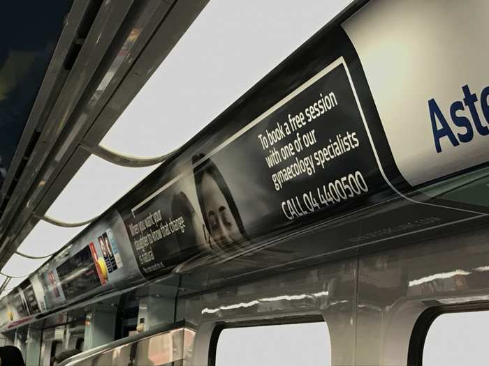 I also noticed that ads in the women carriage were specifically tailored to that audience.