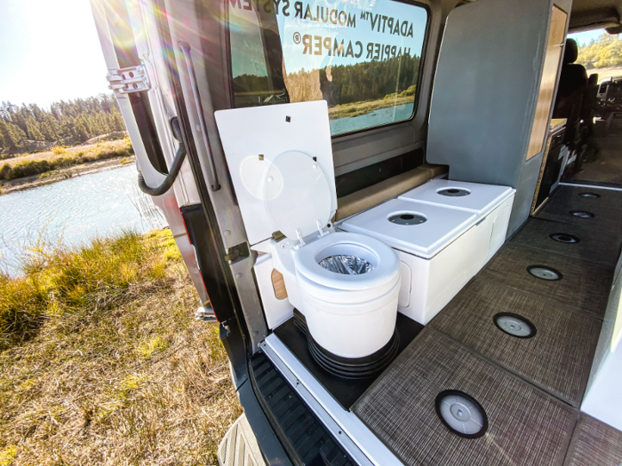 Optional upgraded cubes include a kitchenette with a sink and electric pump, toilet cover, bar top, and ice box. There