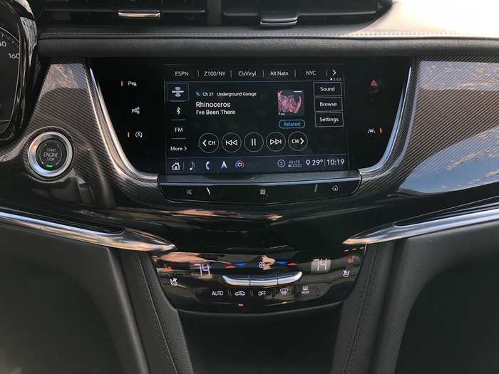 The infotainment system is the much-improved Cadillac Cue, now among an industry standard-setter for connectivity, device integration, and 4G LTE technology piped through OnStar.