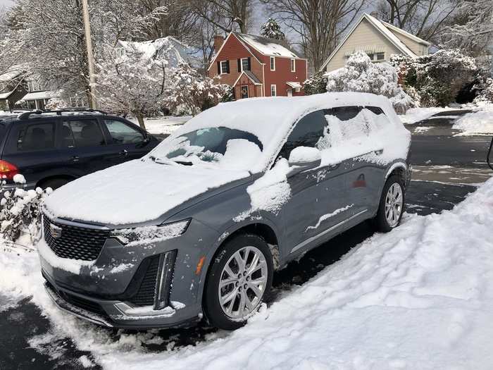 My 2020 Cadillac XT6, in "Premium Luxury" trim, arrived just as an early snowstorm had blanketed out suburban New Jersey test center in white.