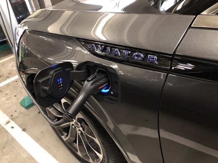 I re-juiced the Aviator twice (using a ChargePoint location), and each time it took about six hours to go from zero to full. (Level 2 charging, at 240 volts, should replenish the charge in about two hours, but I left the Aviator plugged in for extended periods if time and didn