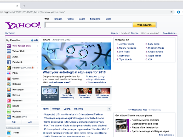 Yahoo had lots of fun little icons to remind us about all the things we can do online.