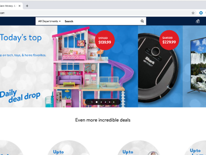 Walmart also caught the minimalist craze and discovered the importance of pictures. But it still wants us to know it has tons of deals — that hasn