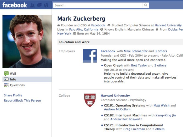 Facebook used to tell us everything it knew about a person. And Zuck used to look a lot younger.