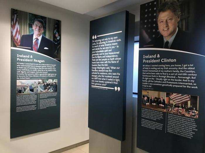 It also has dedicated areas for former US presidents who had Irish ancestors, including Ronald Reagan, Bill Clinton, and Kennedy.