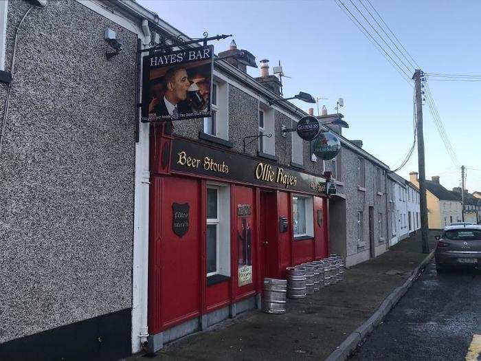 This is the outside of the pub today — with Obama