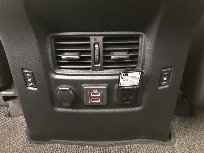 Charging options are plentiful front and rear, and the seat heaters are simple to locate in the back.