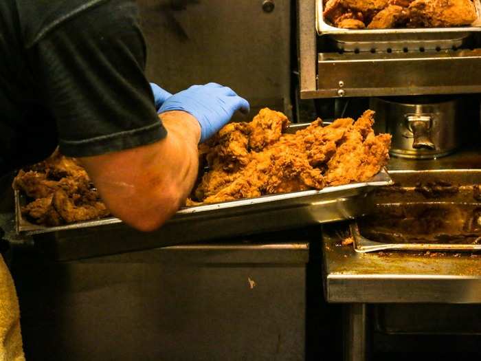 It was like a hot chicken assembly line. Gordon Ramsay would be proud of this kitchen.