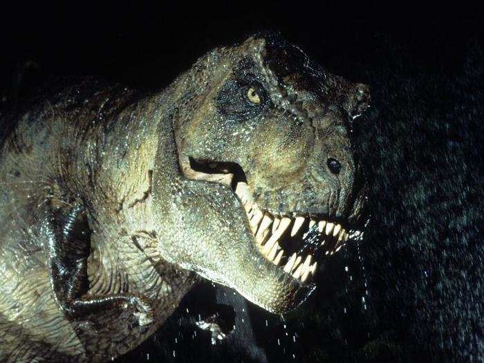 Like the T. rexes in "Jurassic Park," however, real T. rexes did use their sharp, constantly growing teeth to attack prey.