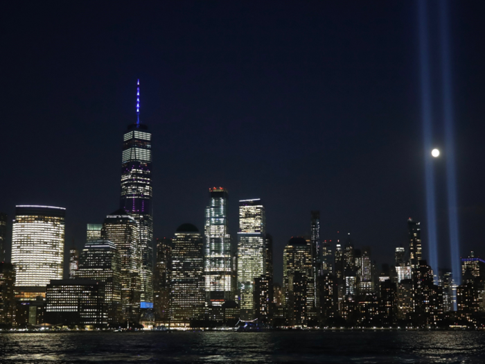 Today, the lights are still projected every year on September 11, but the Lower Manhattan skyline looks dramatically different after the completion of One World Trade Center and other skyscrapers in the area.