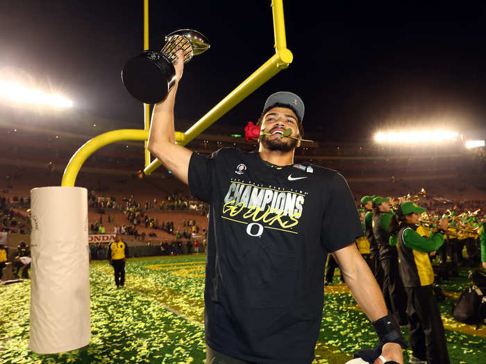 Oregon capped the night with championship t-shirts and bright-red roses to commemorate the momentous occasion.