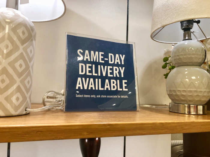 ... and a same-day delivery option for certain items, likely a move to try and keep up with other retailers that have mastered the quick delivery game, like Amazon.